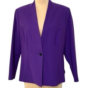 Peter Nygard Petites Blazer Women 14P Lined Purple Jacket Business Classic Vtg